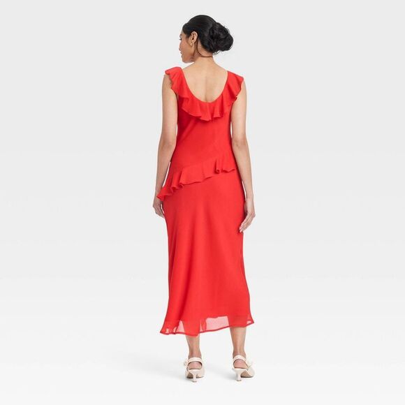 A New Day - Women's Ruffle Slip Dress - A New Day Red M Red - Picture 2 of 4